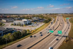 An aerial drone shot  for a commercial real estate company Omaha, NE