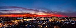 omaha nebraska drone sunset pano uai